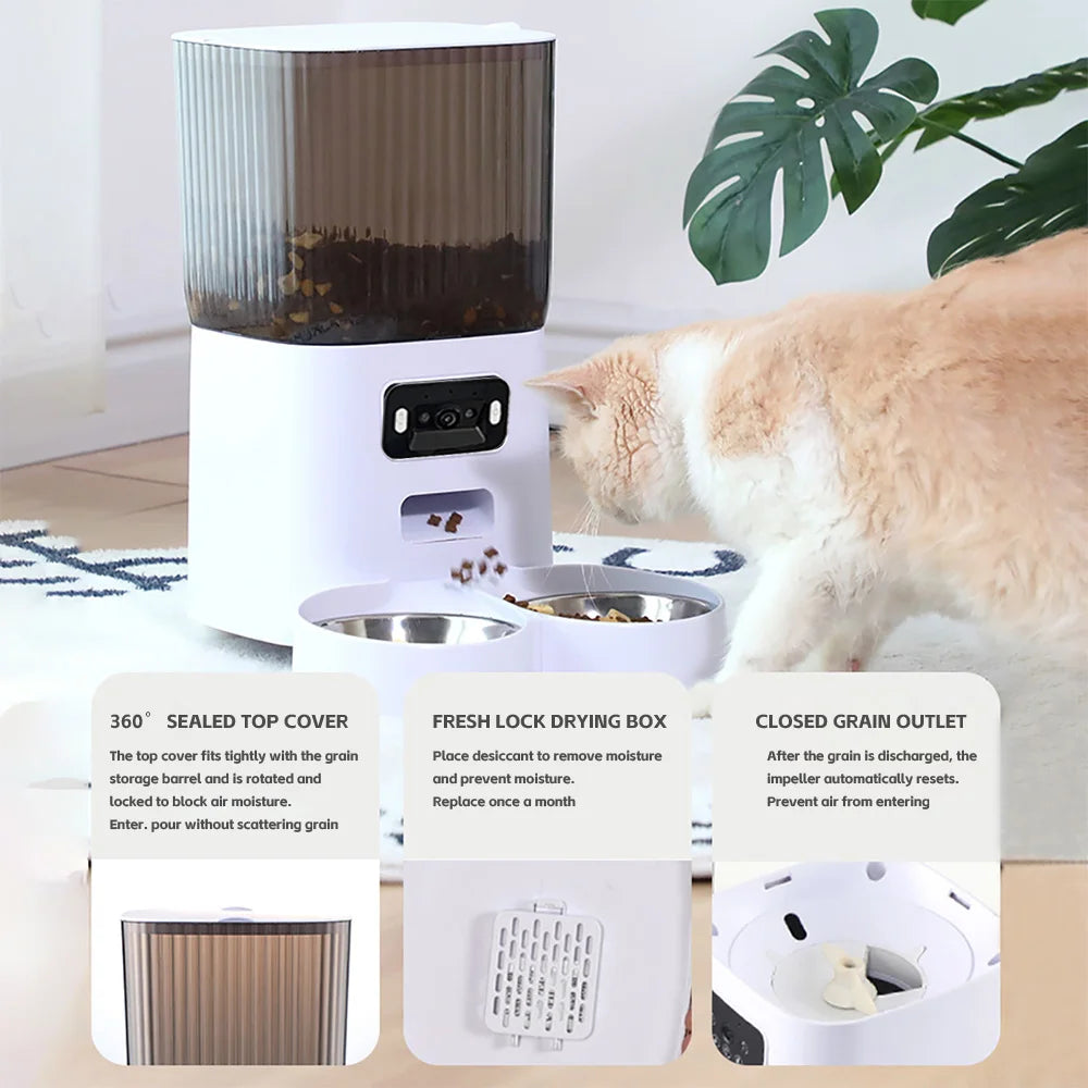 Smart Automatic Pet Feeder with Camera & Voice Recorder